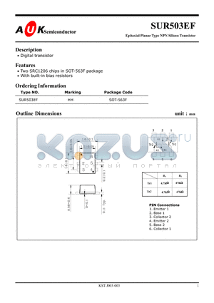 SUR503EF datasheet - Epitaxial Planar Type NPN Silicon Transistor