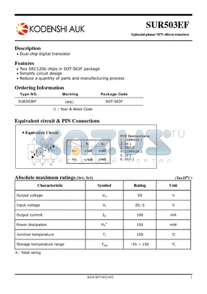 SUR503EF datasheet - Epitaxial planar NPN silicon transistor