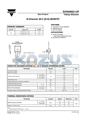 SUR50N03-12P datasheet - N-Channel 30-V (D-S) MOSFET