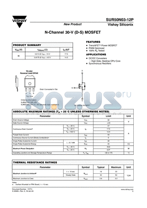 SUR50N03-12P-E3 datasheet - N-Channel 30-V (D-S) MOSFET