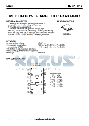 NJG1301V datasheet - MEDIUM POWER AMPLIFIER GaAs MMIC