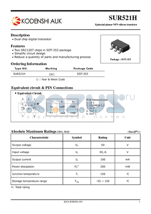 SUR521H datasheet - Epitaxial planar NPN silicon transistor