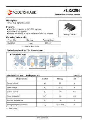 SUR528H datasheet - Epitaxial planar NPN silicon transistor