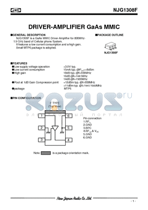 NJG1308F datasheet - DRIVER-AMPLIFIER GaAs MMIC