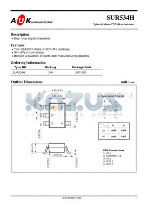 SUR534H datasheet - Epitaxial planar PNP silicon transistor