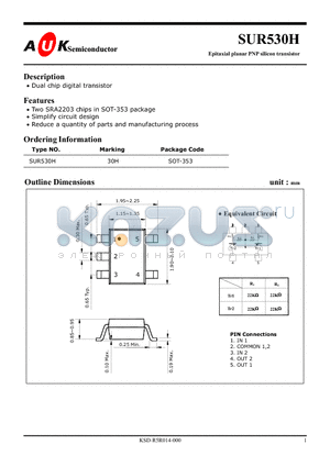 SUR530H datasheet - Epitaxial planar PNP silicon transistor