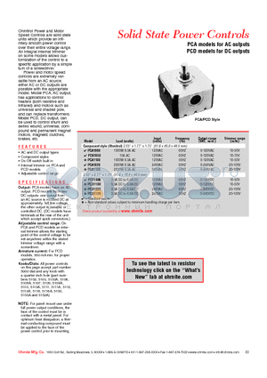 PCA1120 datasheet - PCA models for AC outputs PCD models for DC outputs