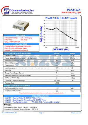 PCA1127A datasheet - LOW COST - HIGH PERFORMANCE PHASE LOCKED LOOP