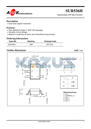 SUR536H datasheet - Epitaxial planar PNP silicon transistor