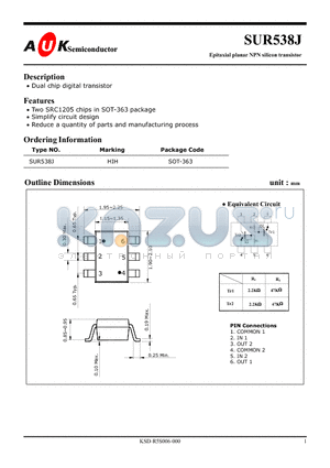 SUR538J datasheet - Epitaxial planar NPN silicon transistor