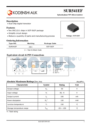 SUR541EF datasheet - Epitaxial planar NPN silicon transistor