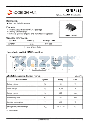 SUR541J datasheet - Epitaxial planar NPN silicon transistor