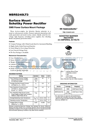 MBRS240LT3 datasheet - Surface Mount Schottky Power Rectifier