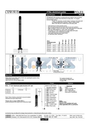 PCA14 datasheet - 4Dia. aluminum poles