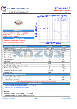 PCA1550A-LF_10 datasheet - PHASE LOCKED LOOP