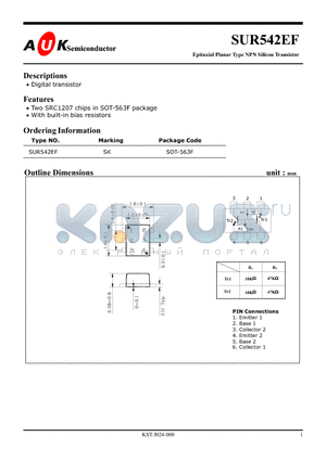 SUR542EF datasheet - Epitaxial Planar Type NPN Silicon Transistor