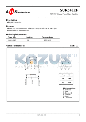 SUR540EF datasheet - NPN/PNP Epitaxial Planar Silicon Transistor