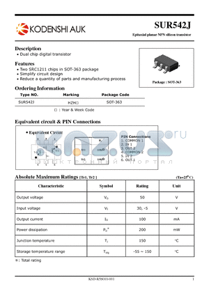 SUR542J datasheet - Epitaxial planar NPN silicon transistor