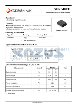 SUR540EF datasheet - Epitaxial planar NPN/PNP silicon transistor