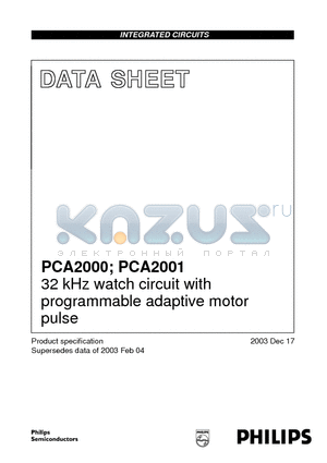 PCA2000 datasheet - 32 kHz watch circuit with programmable adaptive motor pulse