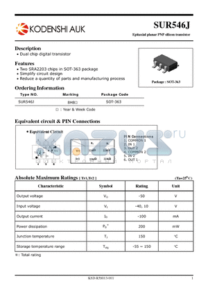 SUR546J datasheet - Epitaxial planar PNP silicon transistor