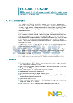 PCA2000 datasheet - 32 kHz watch circuit with programmable adaptive motor pulse