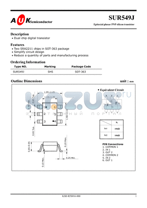 SUR549J datasheet - Epitaxial planar PNP silicon transistor