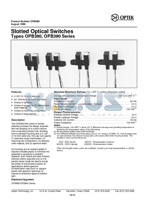 OPB38L55 datasheet - Slotted Op ti cal Switches