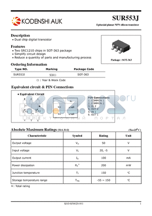 SUR553J datasheet - Epitaxial planar NPN silicon transistor