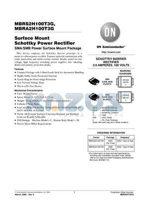 MBRS2H100T3G datasheet - Surface Mount Schottky Power Rectifier SMA/SMB Power Surface Mount Package