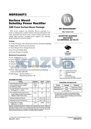MBRS260T3G datasheet - Surface Mount Schottky Power Rectifier