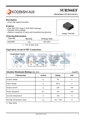 SUR566EF datasheet - Epitaxial planar NPN silicon transistor