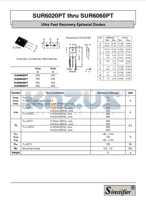 SUR6030PT datasheet - Ultra Fast Recovery Epitaxial Diodes