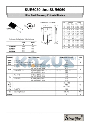 SUR6040 datasheet - Ultra Fast Recovery Epitaxial Diodes