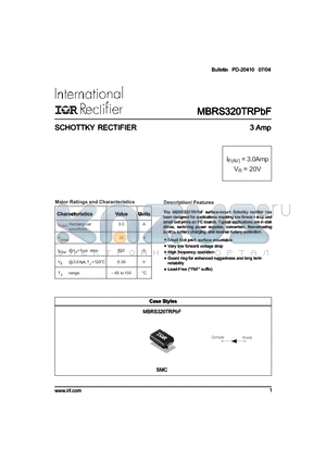 MBRS320TR datasheet - SCHOTTKY RECTIFIER