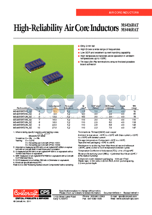 MS446RAT27N_SZ datasheet - High-Reliability Air Core Inductors