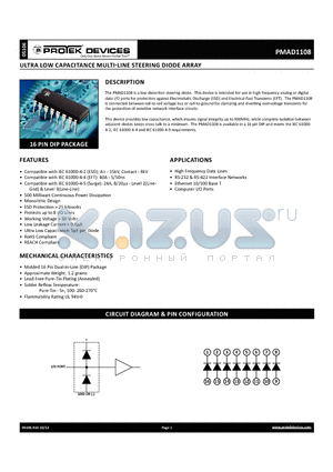 PMAD1108_12 datasheet - ULTRA LOW CAPACITANCE MULTI-LINE STEERING DIODE ARRAY