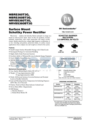 MBRS360T3G datasheet - SCHOTTKY BARRIER RECTIFIERS 3.0 AMPERES, 60 VOLTS