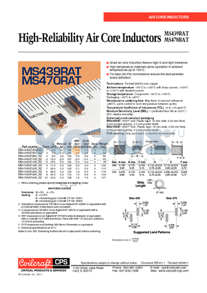 MS439RAT datasheet - High-Reliability Air Core Inductors