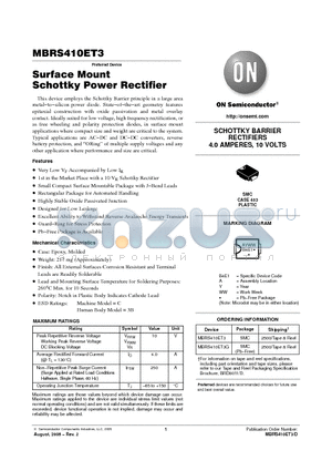 MBRS410ET3 datasheet - Surface Mount Schottky Power Rectifier