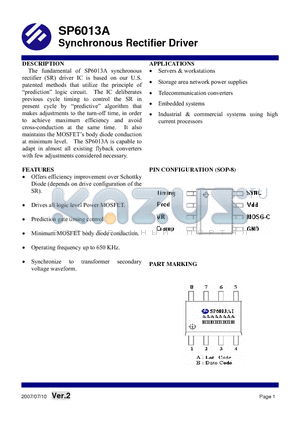 SP6013AS8RG datasheet - Synchronous Rectifier Driver