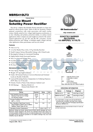 MBRS410LT3 datasheet - Surface Mount Schottky Power Rectifier