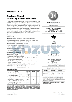 MBRS410LT3G datasheet - Surface Mount Schottky Power Rectifier