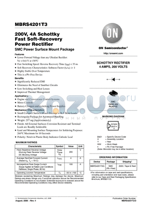 MBRS4201T3 datasheet - 200V, 4A Schottky Fast Soft-Recovery Power Rectifier