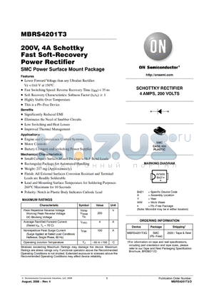 MBRS4201T3G datasheet - 200V, 4A Schottky Fast Soft-Recovery Power Rectifier