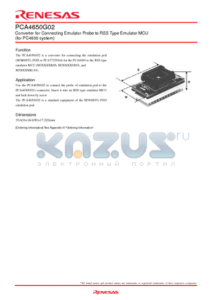 PCA4650G02 datasheet - Converter for Connecting Emulator Probe to RSS Type Emulator MCU(for PC4600 system)