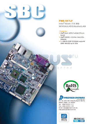 PMB-587LF datasheet - Intel Atom ITX MB W/VGA/LVDS/Audio/LAN