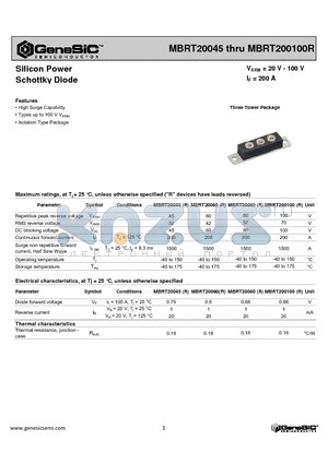 MBRT20045 datasheet - High Surge Capability