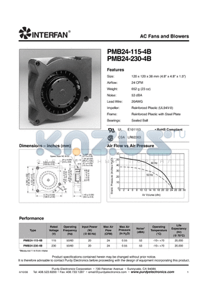 PMB24-115-4B datasheet - AC Fans and Blowers