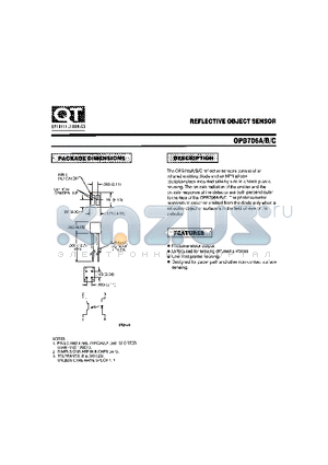 OPB706A datasheet - REFLECTIVE OBJECT SENSOR